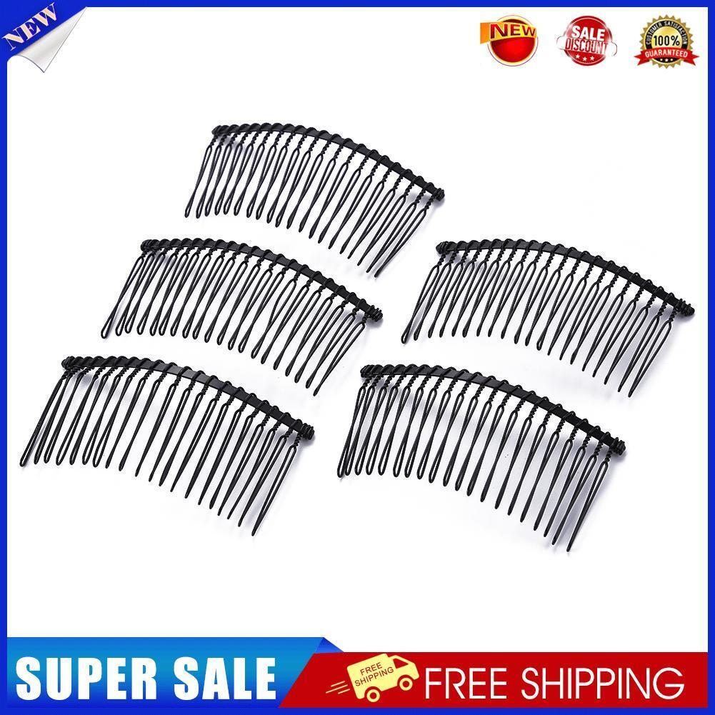 5pcs Fork Comb Fine Tooth Wedding Decoration Bride Hair Accessory (Black)