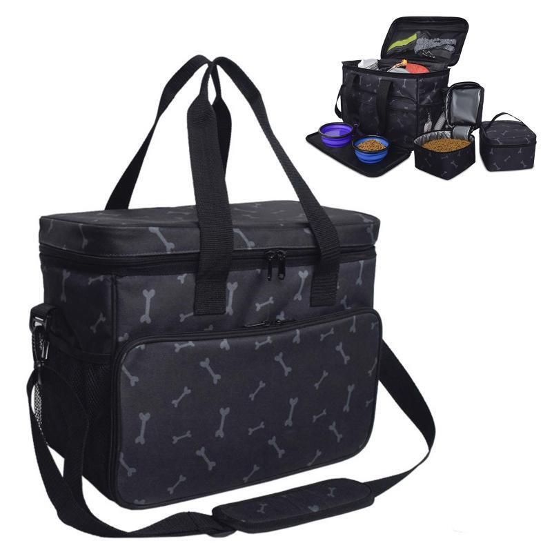 Pet Travel Shoulder Bag Multi-function Dog Food Tote Carrier Container Organizer