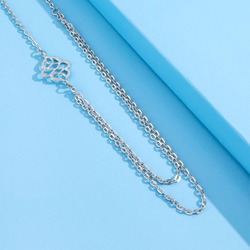 Fashion Double Layer Clavicle Chain Hollow Pendant Necklace Simple Jewelry Decor