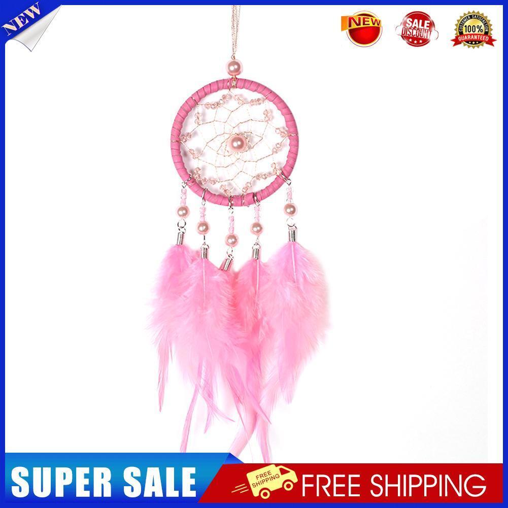 Handmade Dream Catcher with Feather Wall Car Home Hanging Decor White