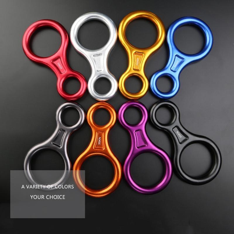 35KN Rock Climbing Descender Horns 8 Words Ring Downhill Family Outdoor Ring