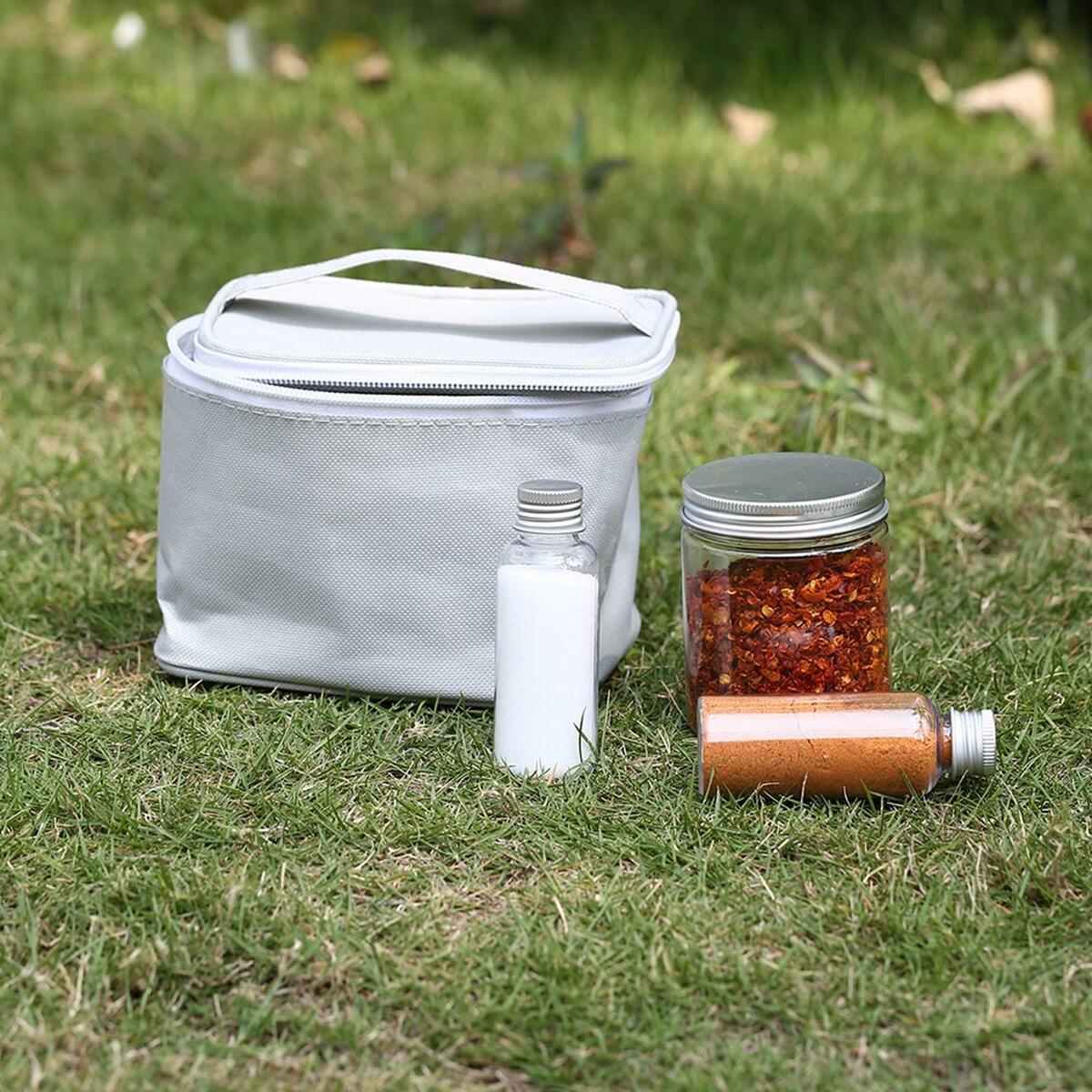 6Pcs Cruets Seasoning Bottle Condiment Containers Spice  for Outdoor BBQ