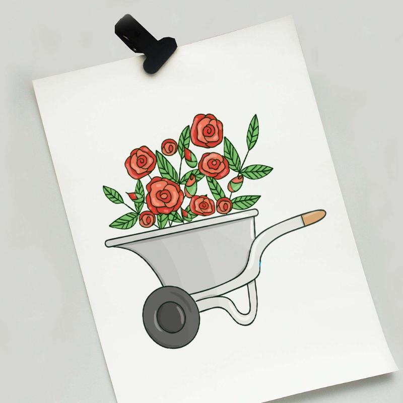 Spring Garden Roses Cart Metal Scrapbooking Cutting Dies Paper Greet Cards Decor
