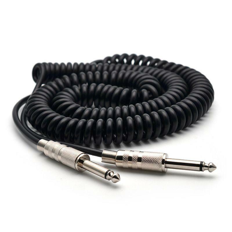 5m Guitar Bass Spring Mini-Plug Cable Line Connector 6.35mm Straight Angle Plug