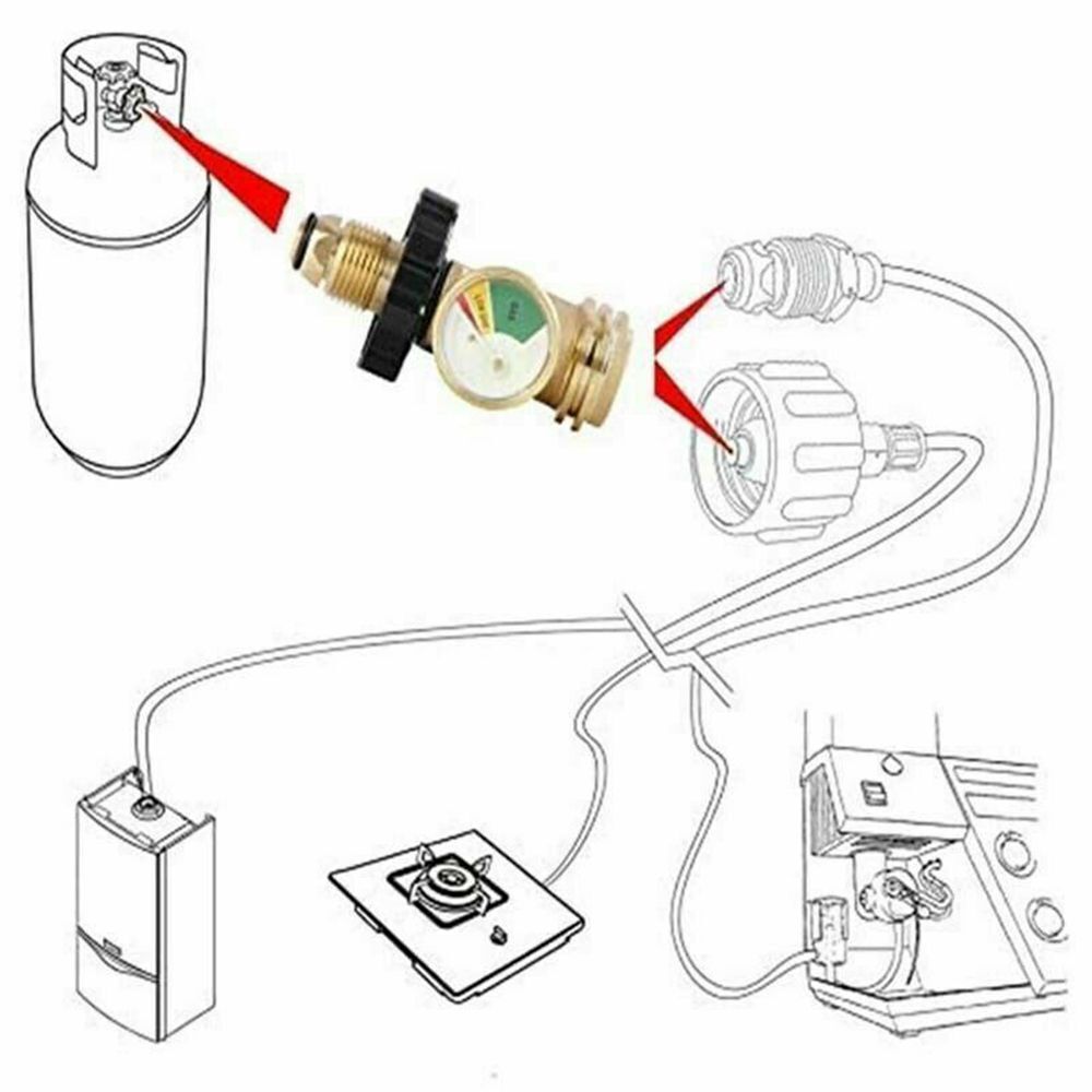 Universal Meter Adapter Pressure Gauge POL Propane Gas Gauge Level Indicator