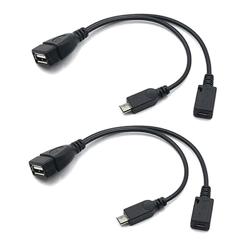 2 In 1 OTG Micro USB Host Power Y Splitter USB Adapter to Micro 5 Pin Male