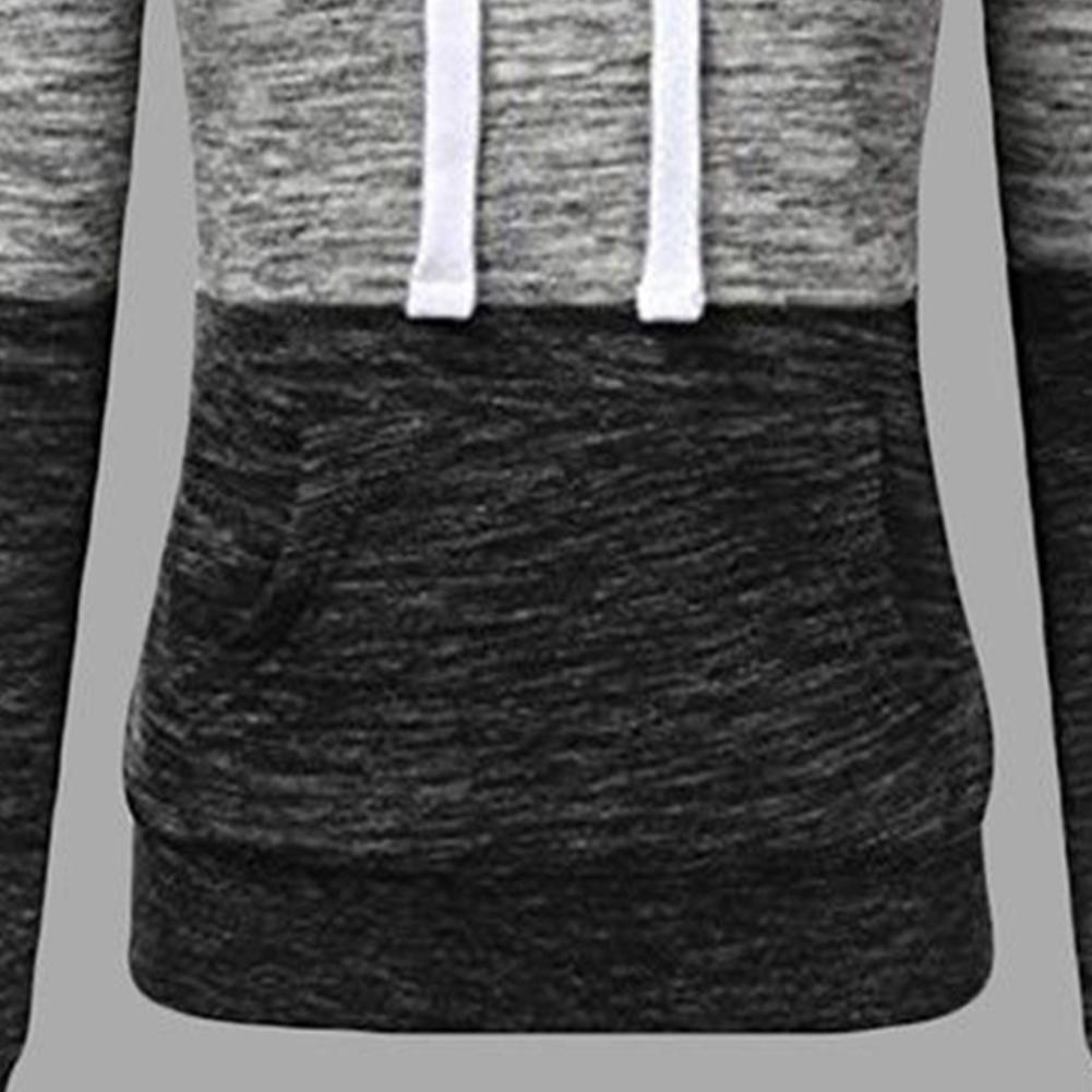 Stitching Women Long Sleeve Hit Color Autumn Leisure Hoodies (Red XL)