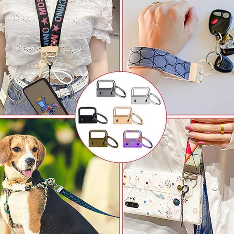 42Pcs Key Fob Hardware with Split Rings Lanyard Wristlet Tail Clip Clasp Kits