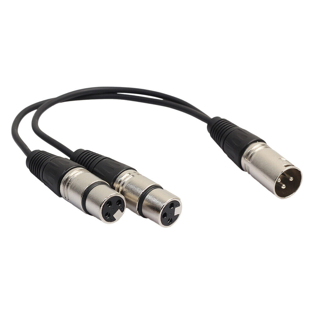 XLR 3 Pin Male to 2 XLR Female Connector Microphone Extension Cable Cord S