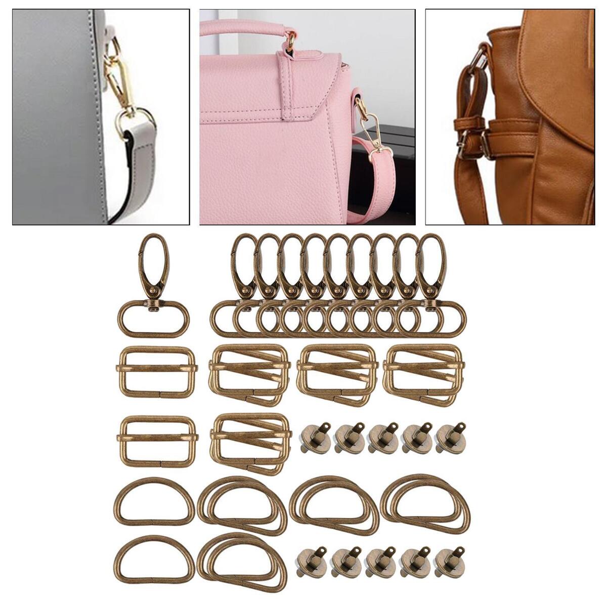 2x Purse Hardware Set D Buckle Snap Hooks Key Chain for DIY Wallet Bag Making