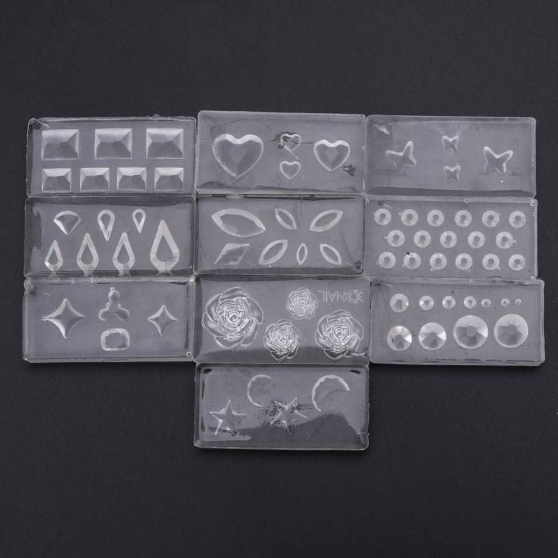 10Pcs DIY Nail Art Silicone Mold Leaves Flower Template Acrylic UV Gel DIY Tool