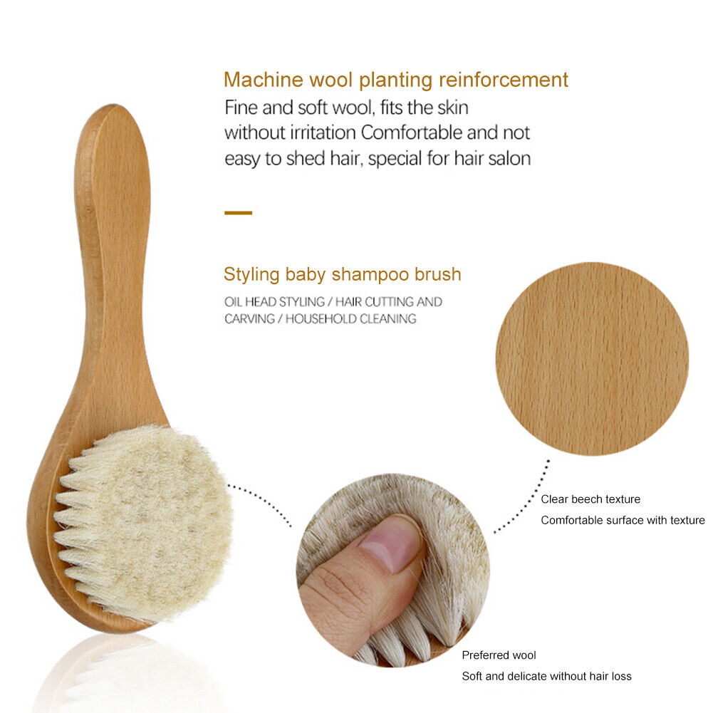 Baby Rubbing Artifact Wash Hair Beech Wool Brush Haircut Soft Cleaning