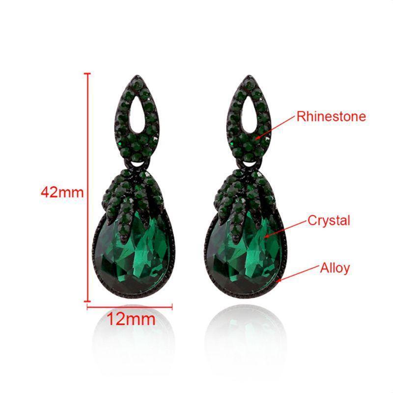 Gorgeous Dark Green Water Drops Earrings Jewelry Gifts for Female Anniversary