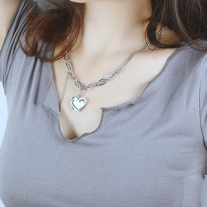 Double Heart Totem Tassel Necklace for Women Exquisite Summer Party Jewelry