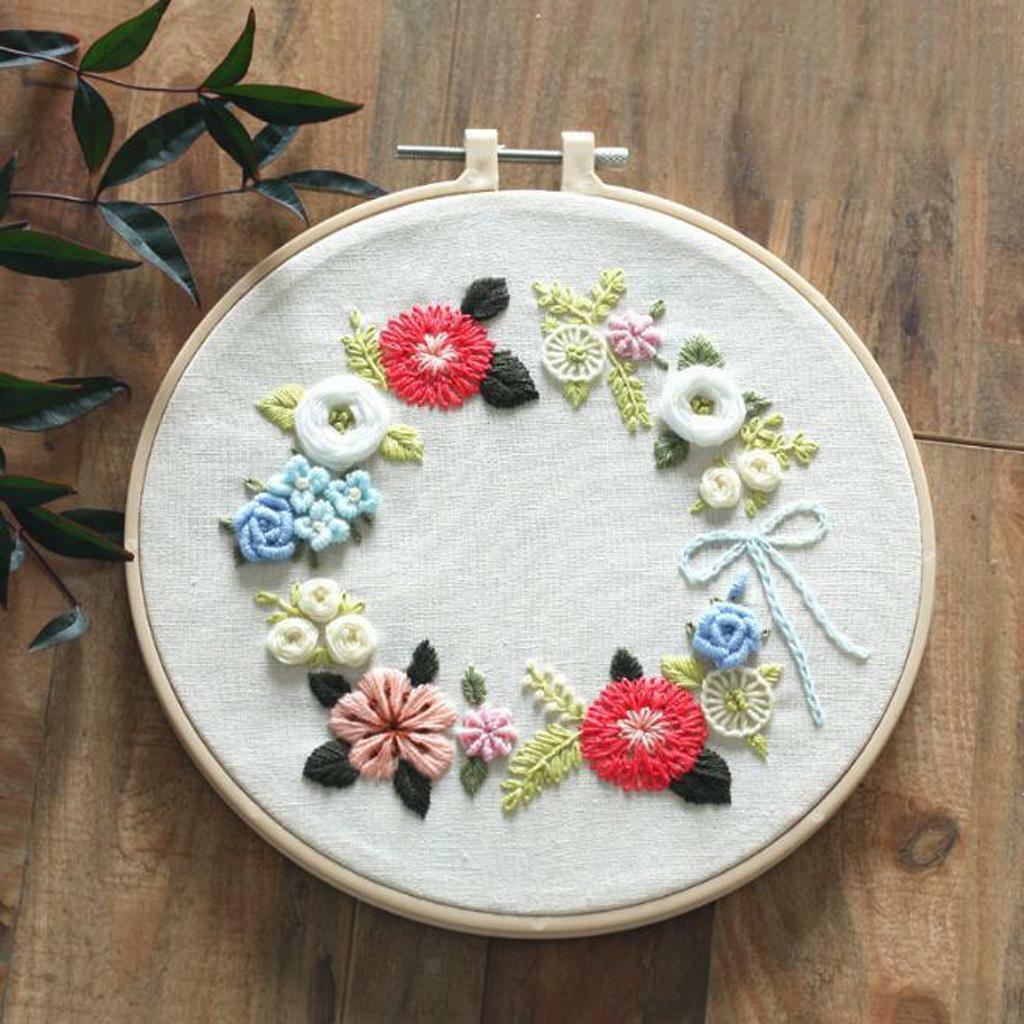 Floral Embroidery Starter Kit   Cloth Hoop Floss Kits