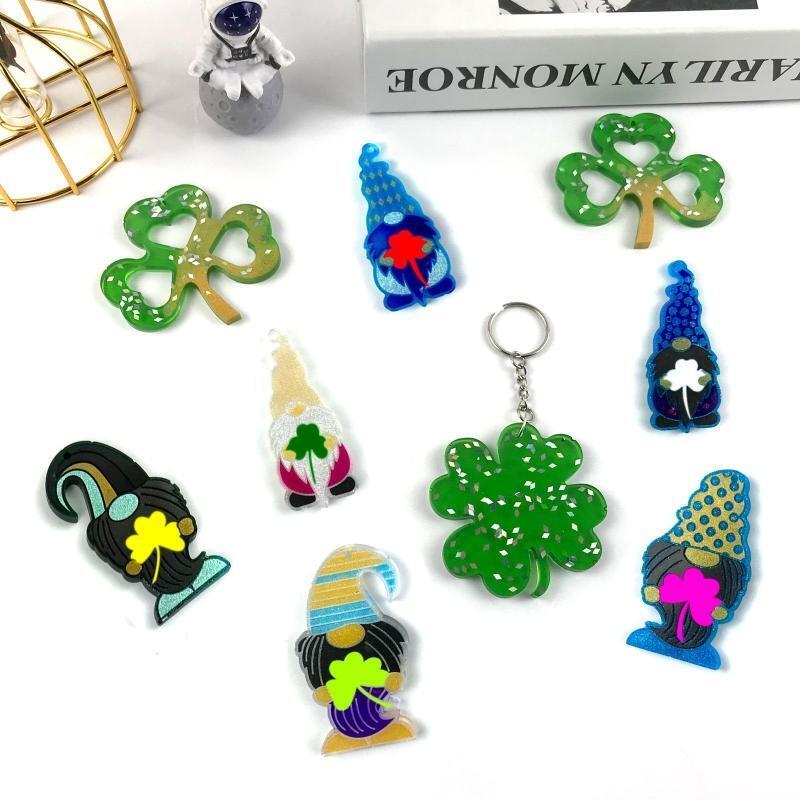 8 Pcs Glossy Silicone Molds Patrick's Day Keychain Mold Pendant Jewelry Molds
