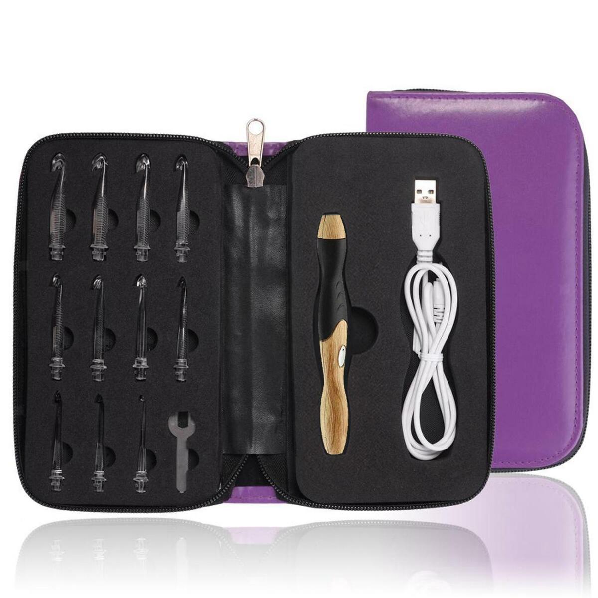 11 in 1 Lighted Crochet Hooks Set USB Charging LED  Crochet Hooks