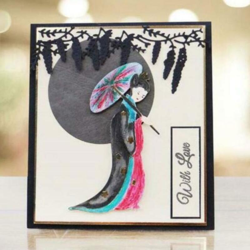 Antiquity Beauty with Umbrella Carbon Steel Cutting Dies DIY Scrapbooking Photo