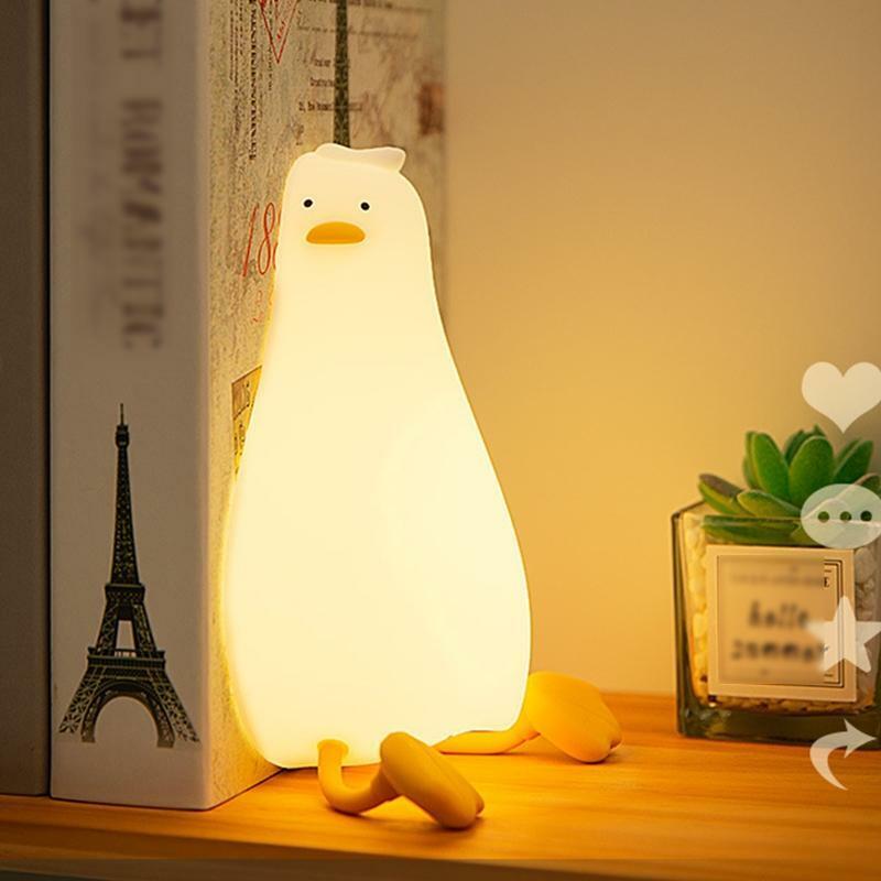 Cartoon Lying Duck Atmosphere Light Dimmable Bedside Lamp Rechargeable for Home