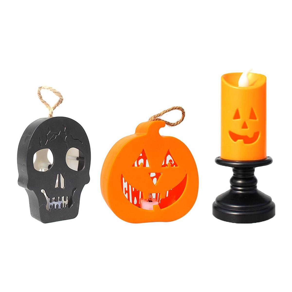 3x LED Colorful Candlestick Halloween Festival Thanksgiving Home Decoration