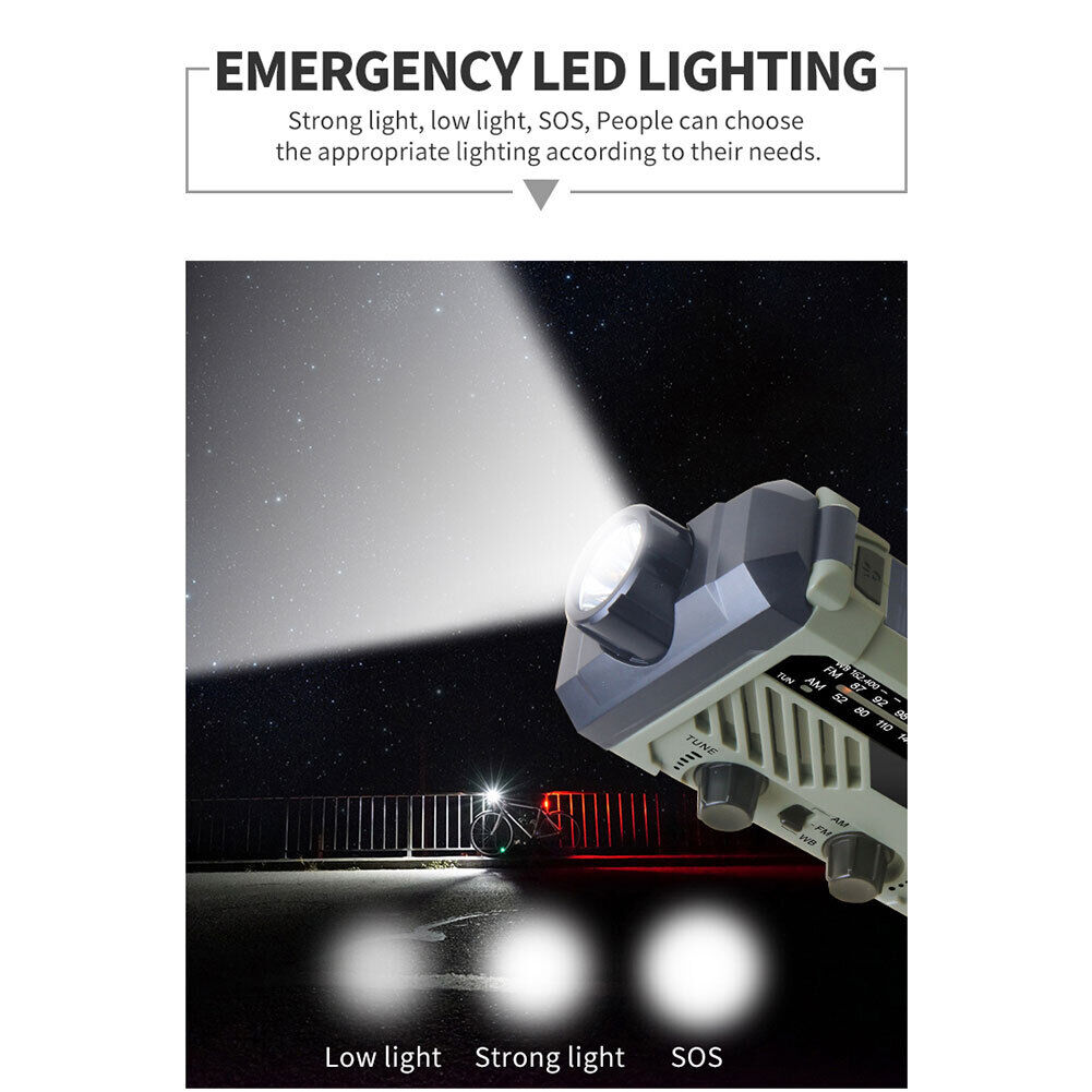 Portable Solar Hand Crank Radio AM FM Emergency Reading Lamp Flashlight