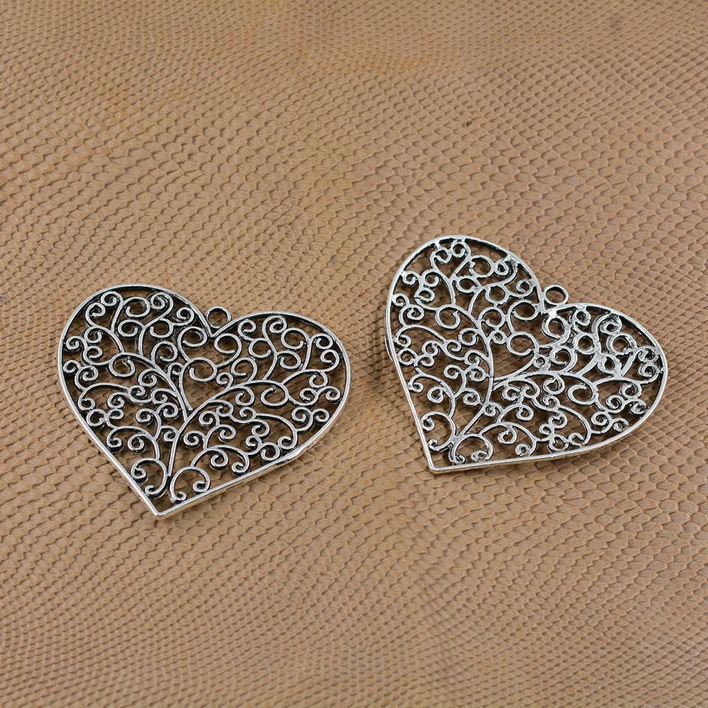10 Pieces Large   Bronze Heart Charms Pendant Jewelry Findings