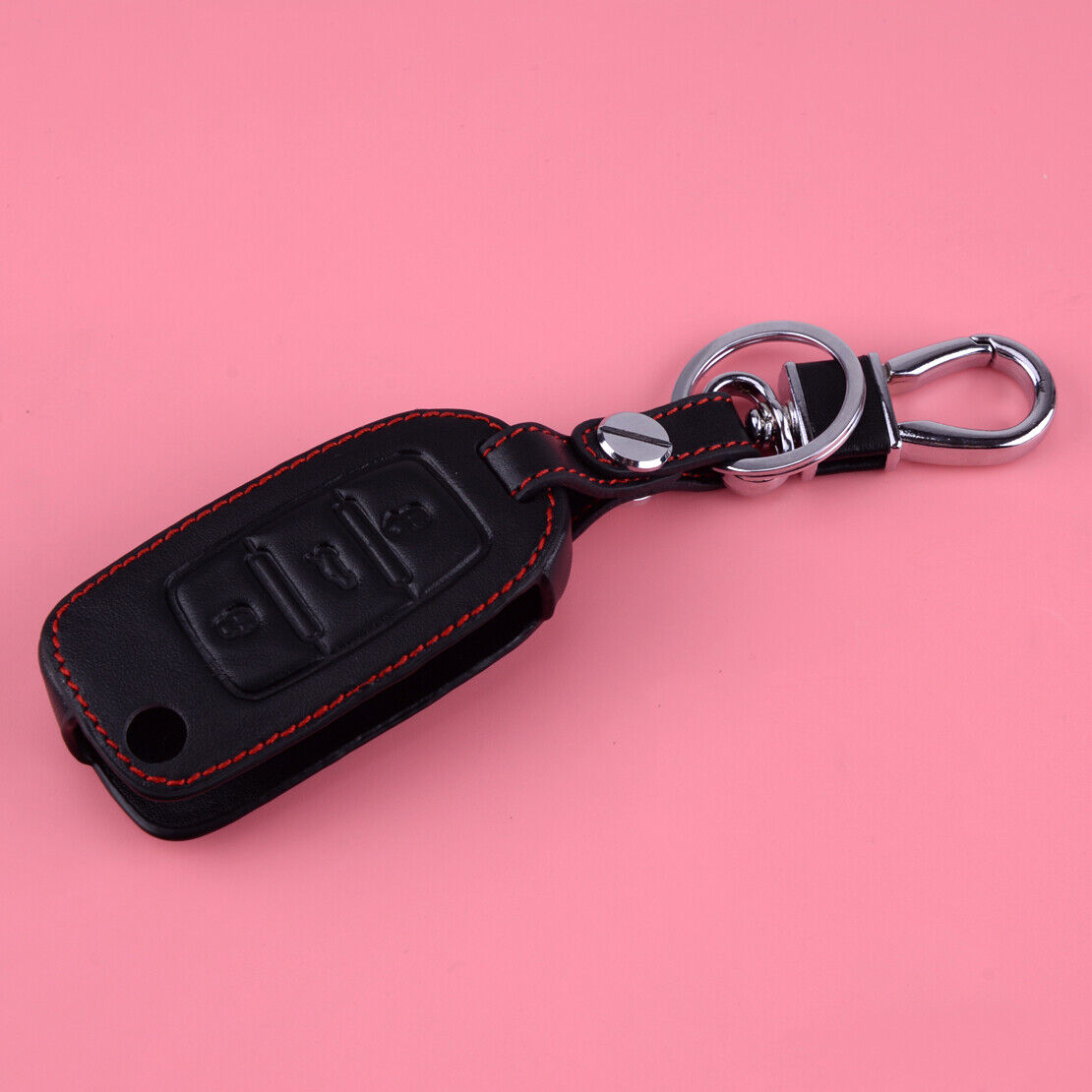 Black Leather Case Cover Holder Fit For VW Beetle Golf Jetta Remote Smart Key li