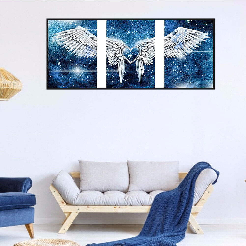 3 Panels 5D Diamond Painting Kit DIY Love Angel Wing Full Square Drill Art