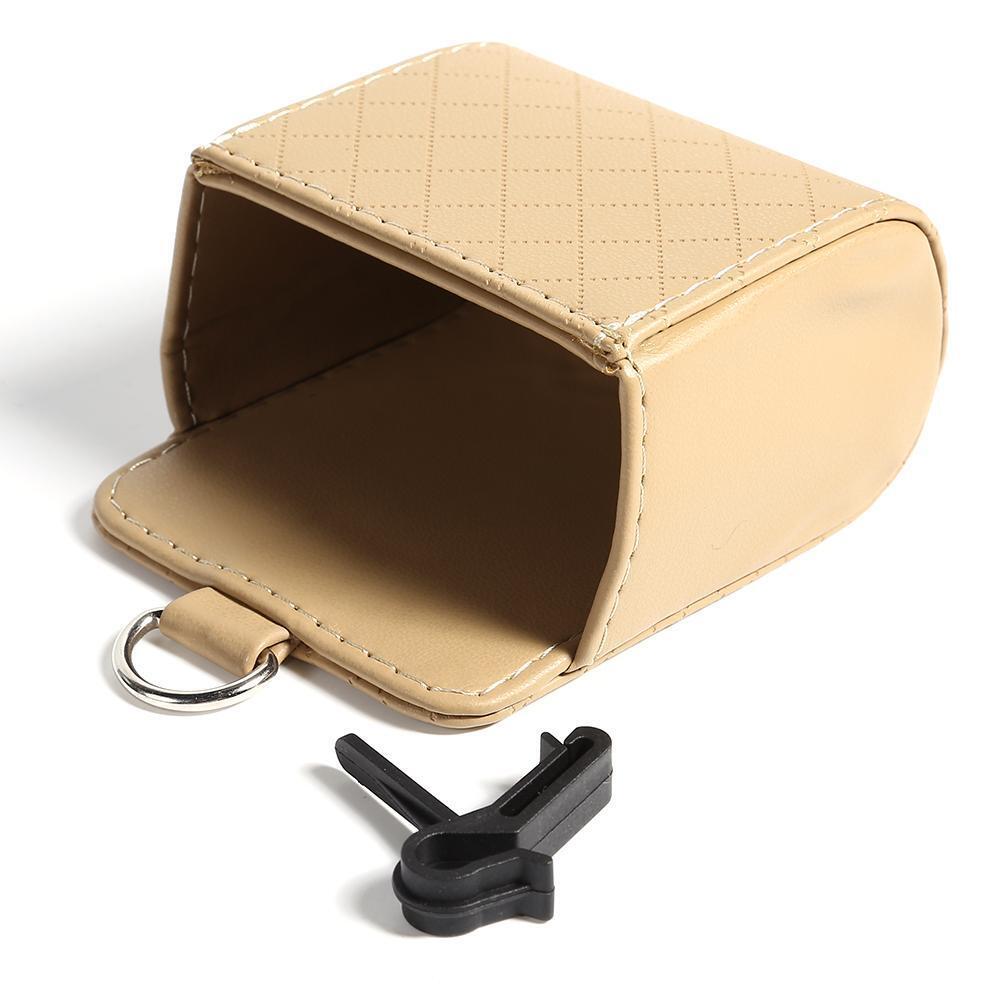 Auto Vent Outlet Trash Box Car Phone Holder Storage Bag Organizer (Beige)