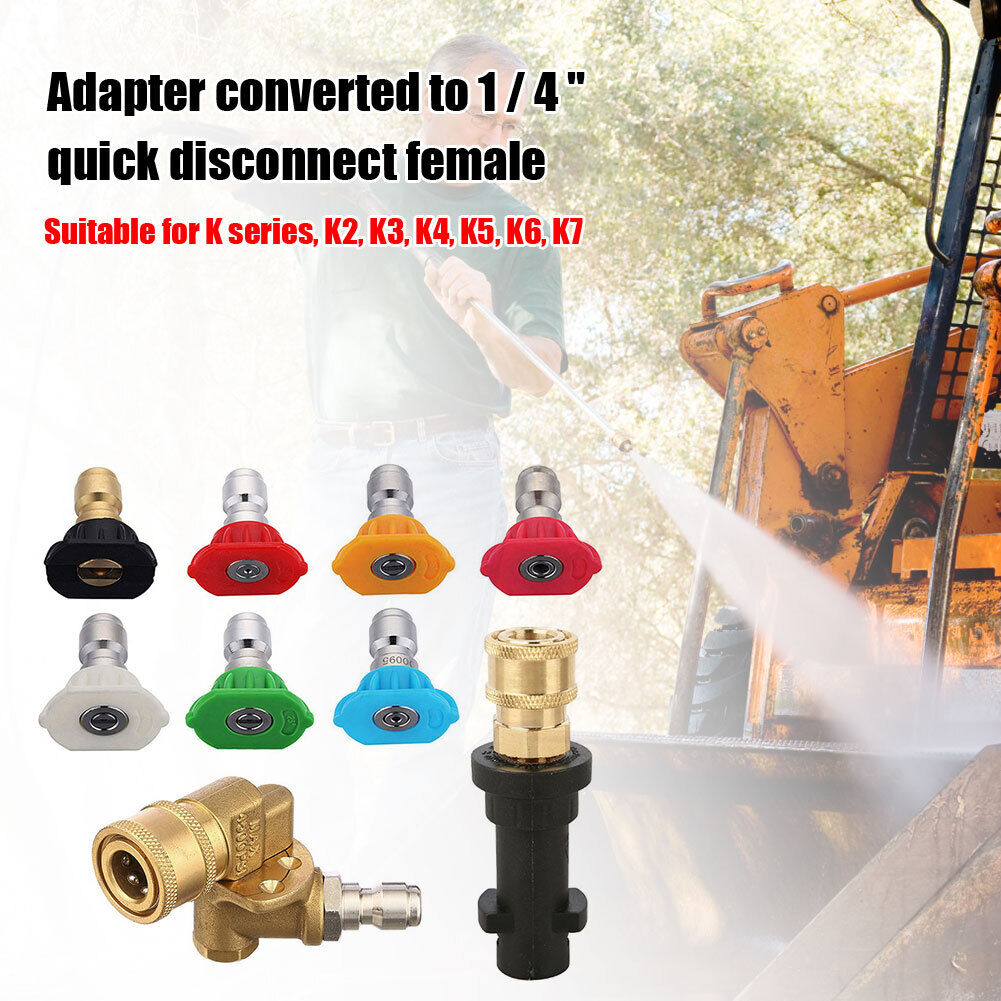 Pressure Washer Gun Adapter + Pivot Coupler + 7 Tips for Karcher K Series