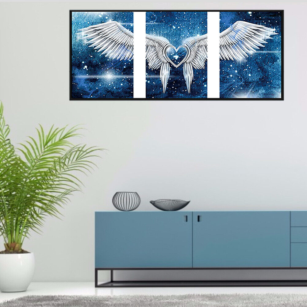 3 Panels 5D Diamond Painting Kit DIY Love Angel Wing Full Square Drill Art