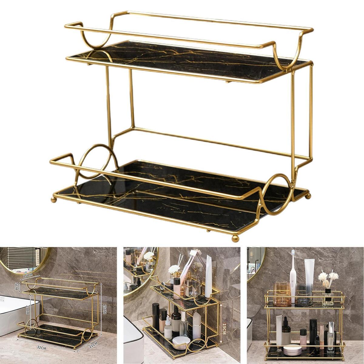 2 Tier Makeup Organizer Shelf Lipstick Perfume Tray for Bathroom Bedroom