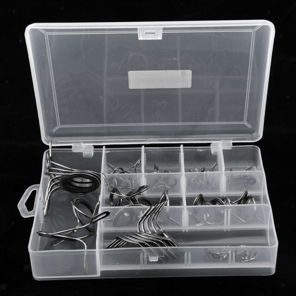 45Pieces Fishing Rod  Guides  Eye Rings Replacement Repair