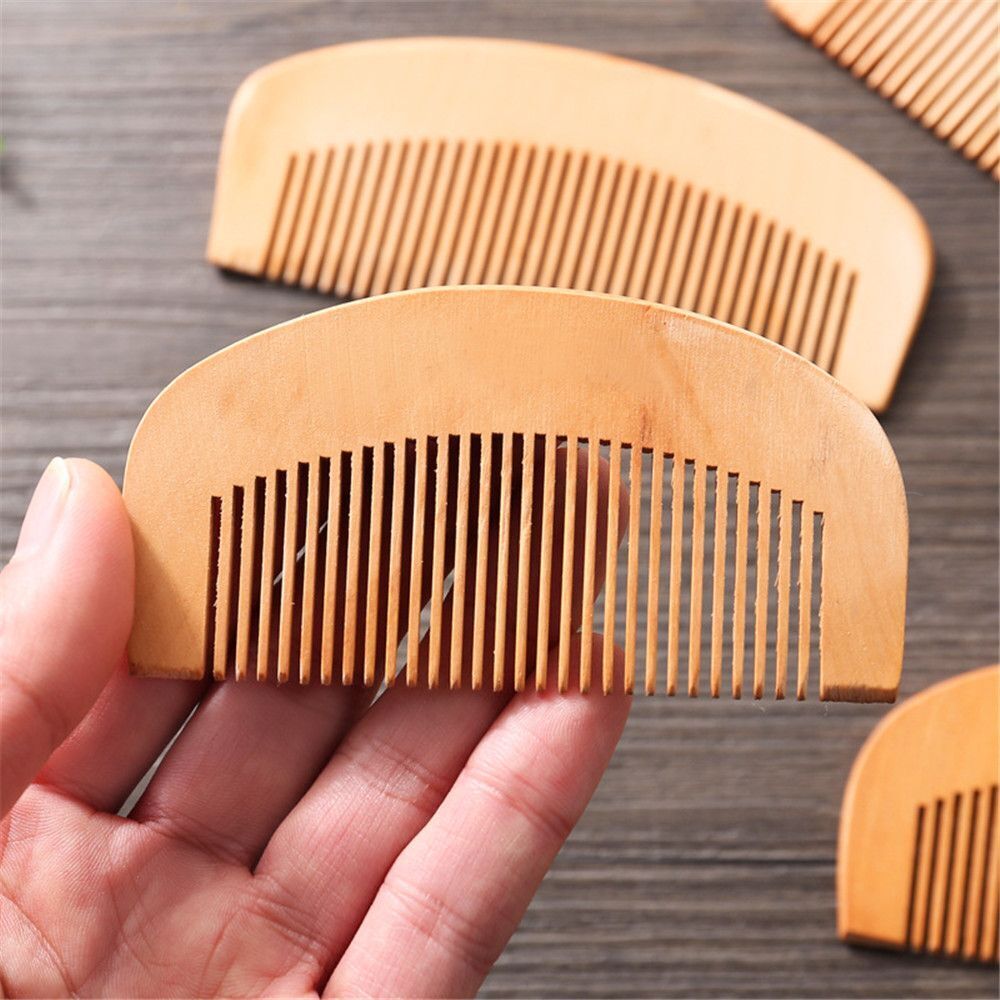 Hairdressing Beard Hair Comb Peach Wood Mustaches Brush Fine Coarse Teeth