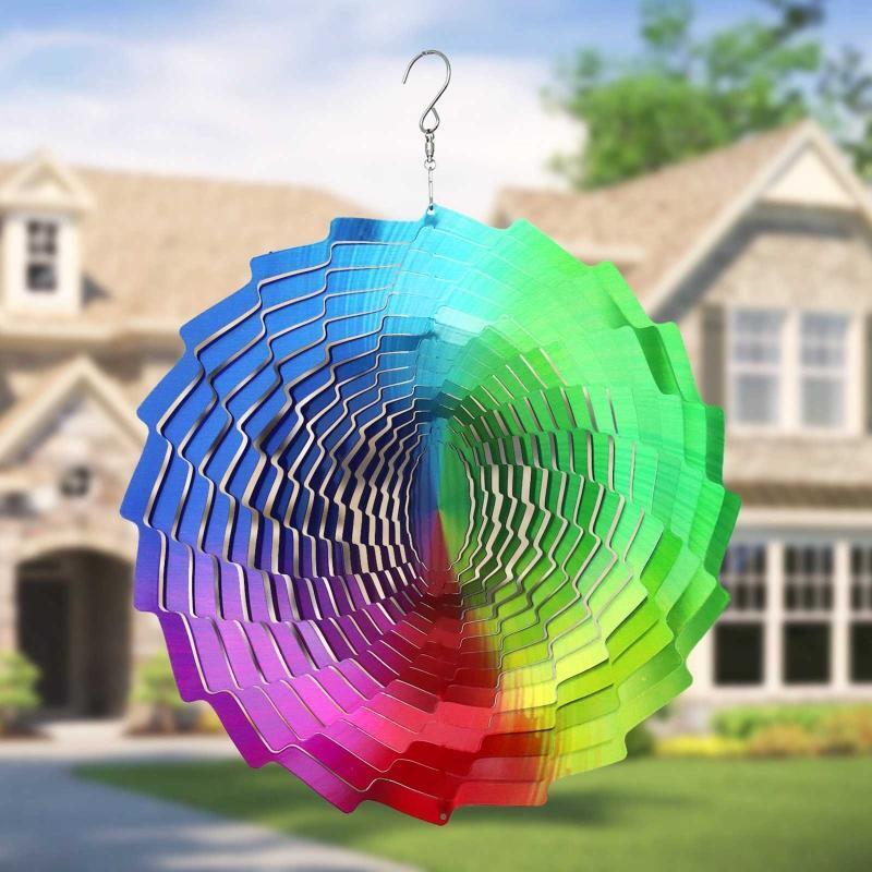 Stainless Steel Wind Spinner Colorful Wind Chime Hanging Ornament Pendant
