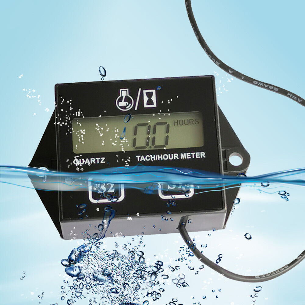 Digital Motorcycle Tach Hour Meter Motorbike Boat Engine Gauge Tachometer