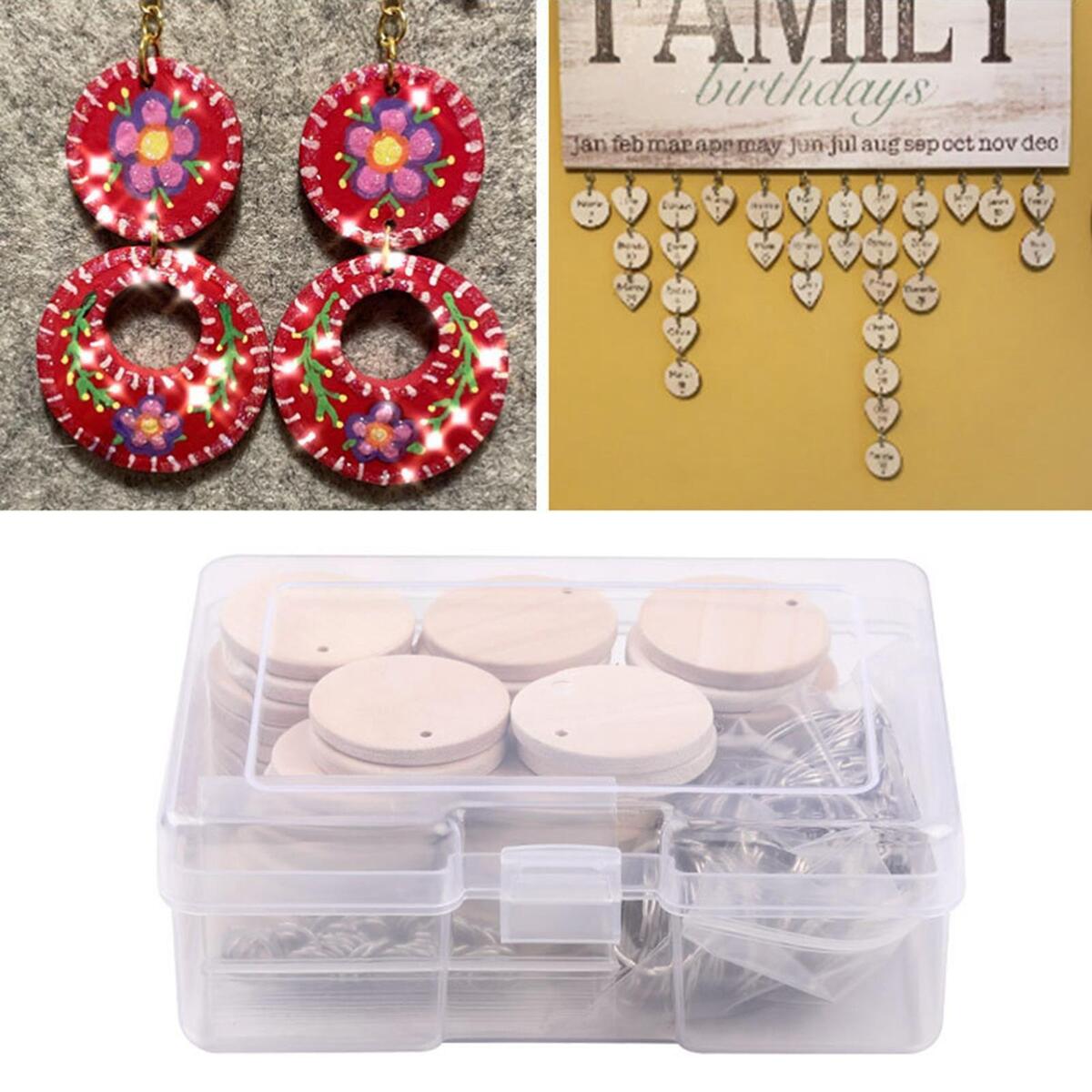 50pcs DIY Blank  Pieces Slice Round Unfinished Crafts en Discs