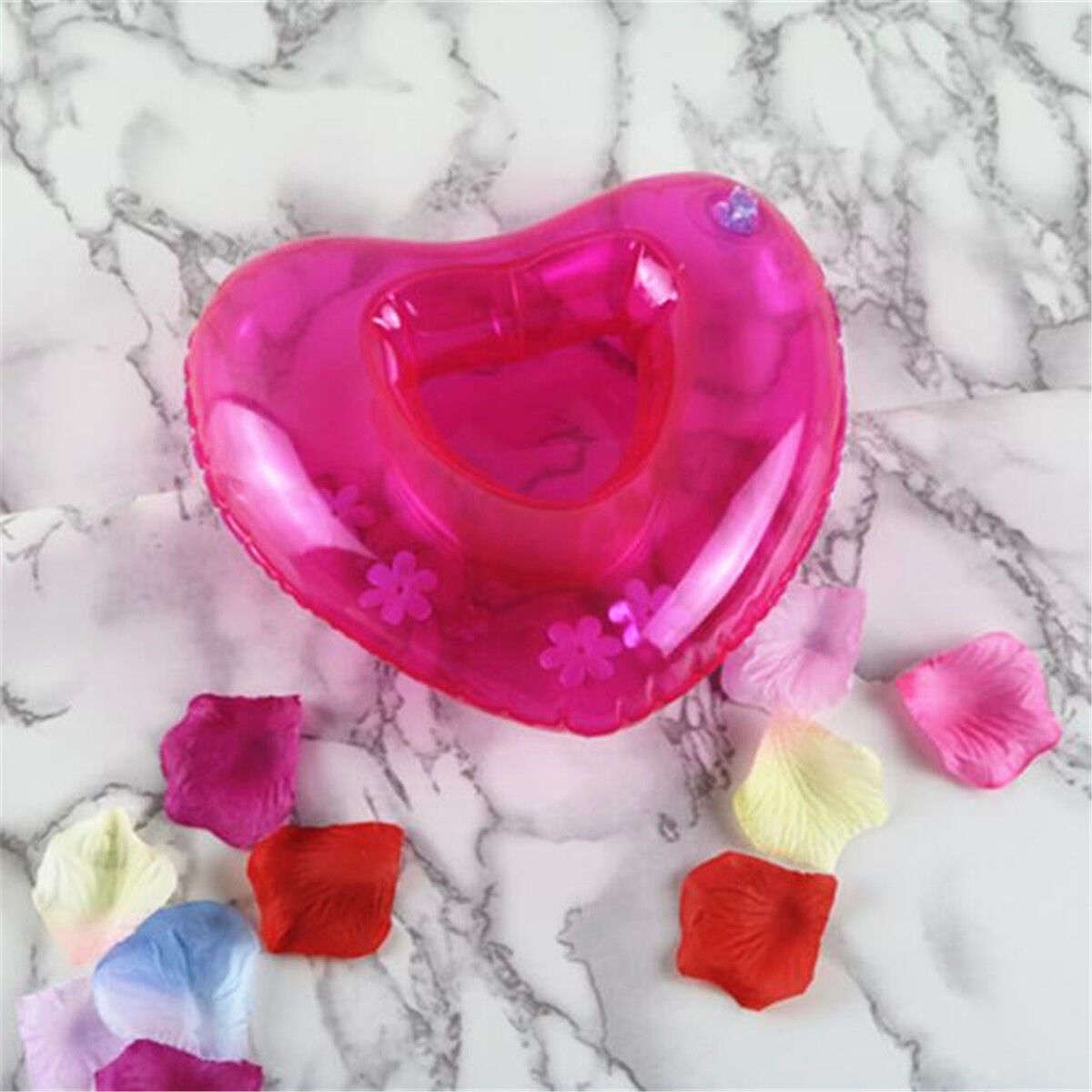 Inflatable Heart-shaped Floating Drink Can Cup Holder Swimming Pool Bath Beach