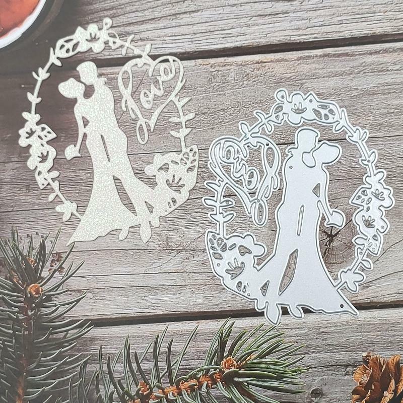 Wedding Couple Love Wreath Metal Cutting Dies Stencil DIY Scrapbooking Template