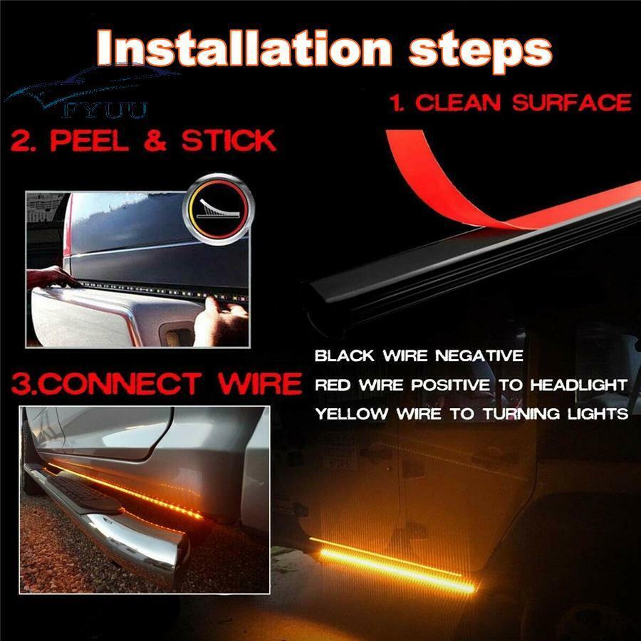 2X 24" Board Side Step LED Light Amber White Turn Signal DRL Bar 2835 SMD Style