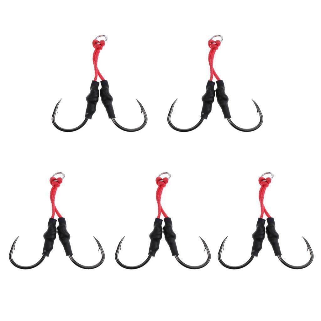 5Pcs Saltwater Jigging Dual Assist Hook 5/0# Offshore Deep Sea Fishing Hooks