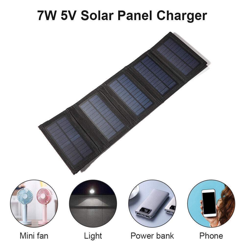 7W USB Foldable Solar Panel Charger Pack Portable Charging for Mobile Phone