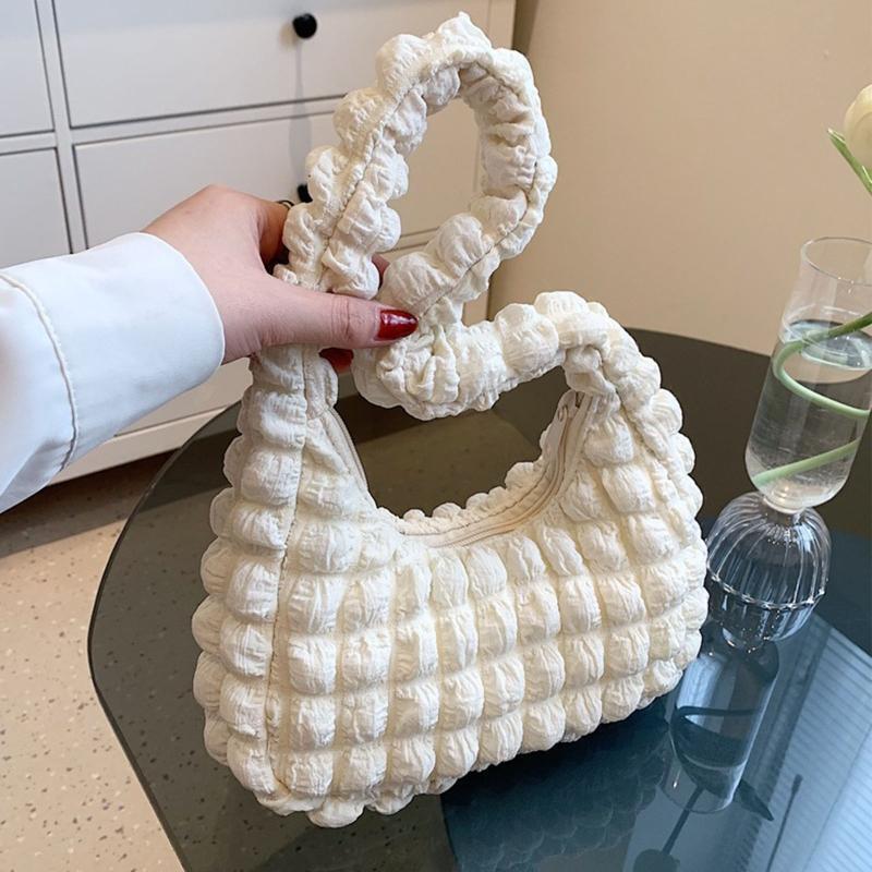 Small Square Bag Underarm Bag Shoulder Bag Pleated Cloud Bag for Valentine's Day