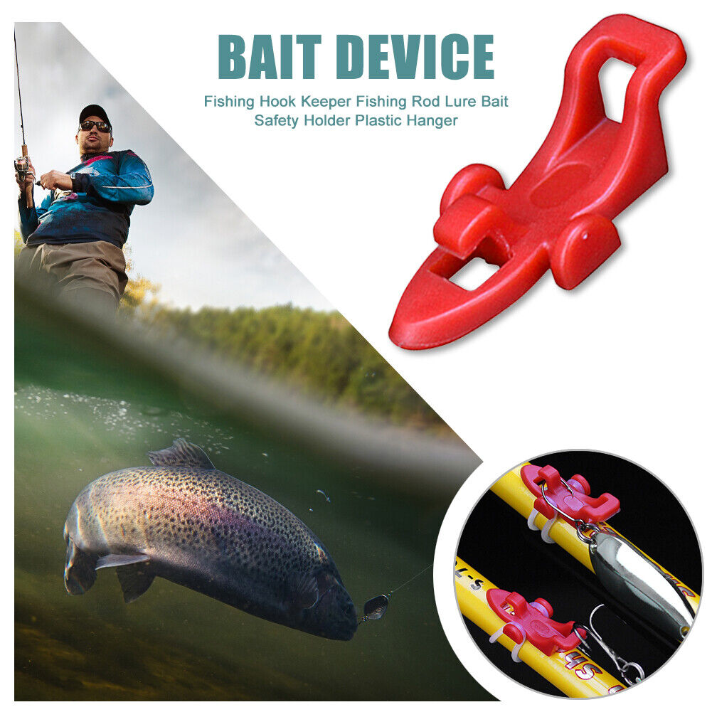 Fishing Hook Keeper Fishing Rod Lure Bait Safety Holder Plastic Hanger(Red)