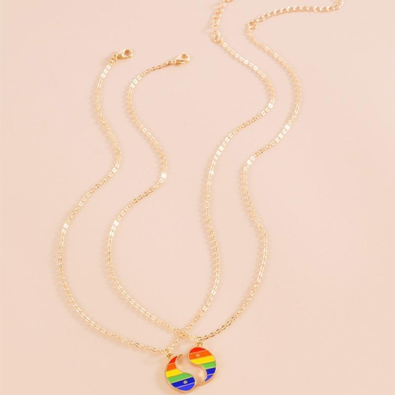 Colourful Yin Yang Pendant Necklace for Men Women Puzzle Charm Necklace