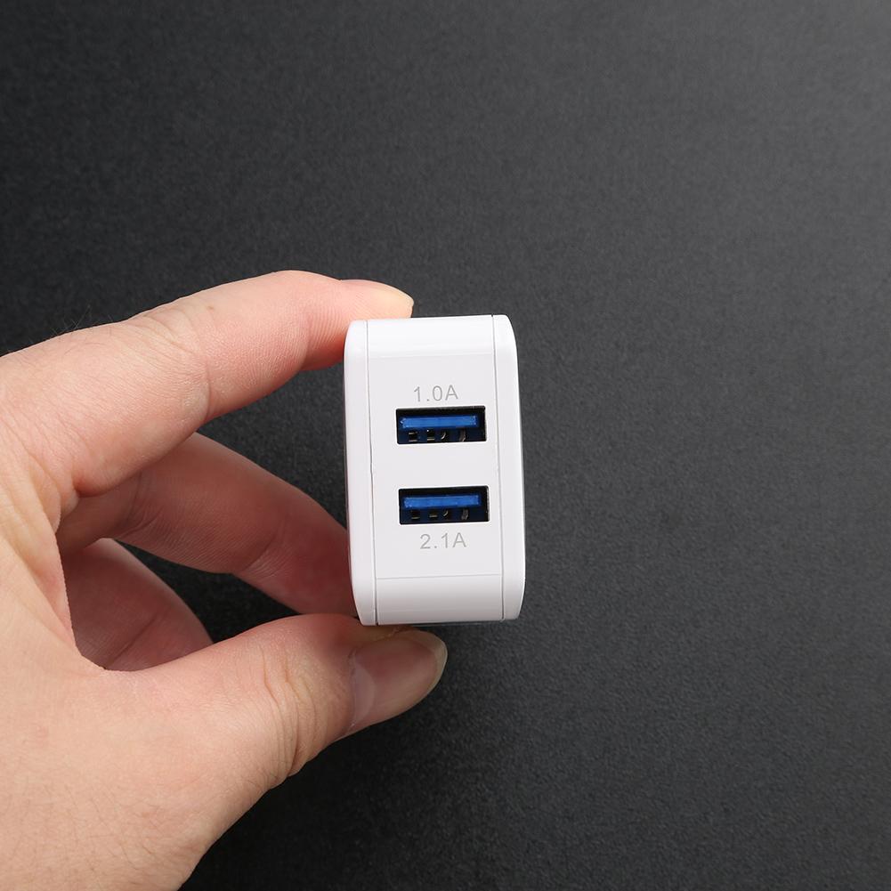 Travel 5V 2.1A 1A Dual Ports USB Wall Charger Charging Adapter US (White)