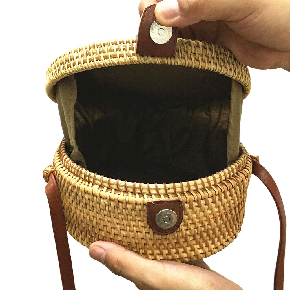 Summer Women Shoulder Bag Round Straw Beach Circle Rattan Messenger Bags-21
