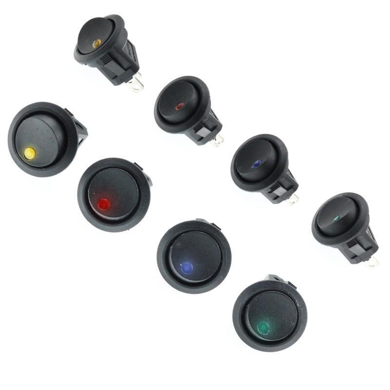 20 Pieces Rocker Round LED Toggle Switches On-Off Switch Blue Green Yelllow Red