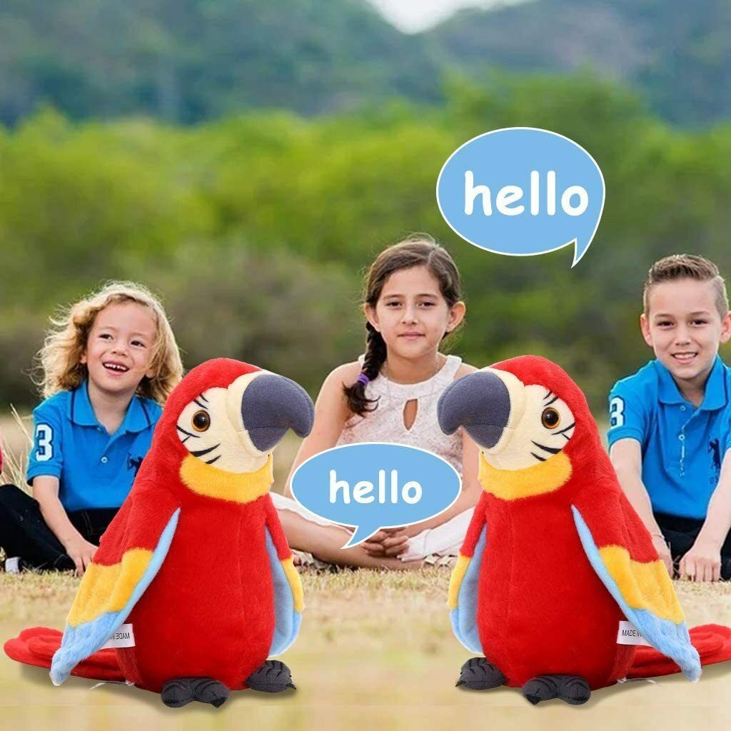 Plush Talking Repeating Parrot Electronic Animal Pet children   Red