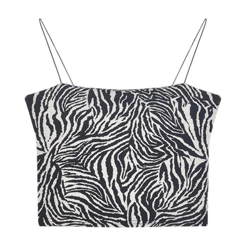 Fashion Tank Top Sleeveless Spaghetti Strap Cami Zebra Print Camisole for Summer